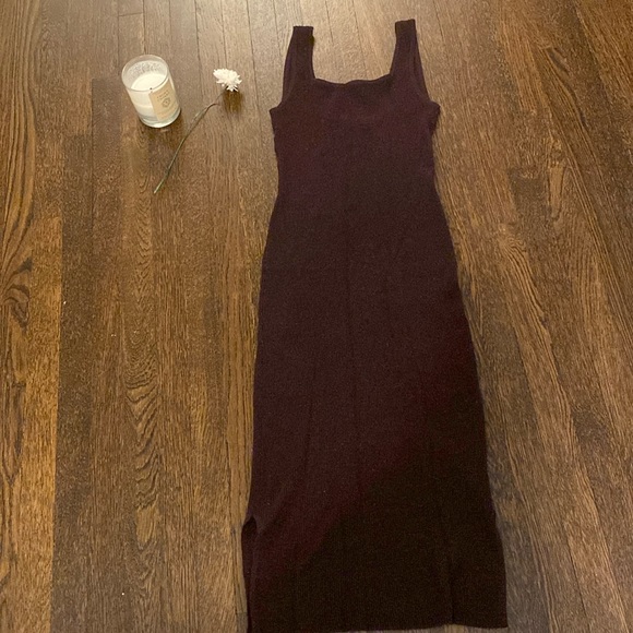 H&M Deep Burgundy/Purplish red. Sweater Tank Dress w/ side slit. Size XS. - Picture 1 of 4